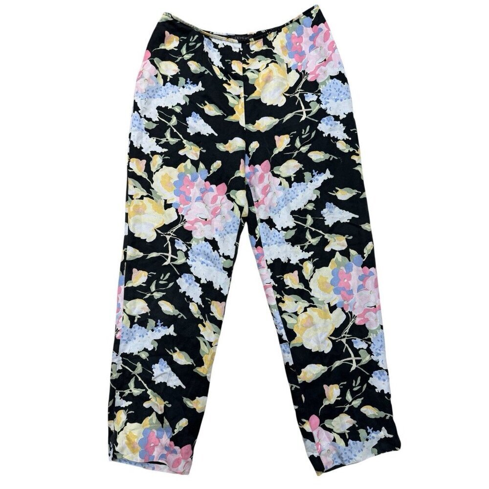 Harold’s Vintage Silk Blend Floral Pants Women 8 High Waist Tapered